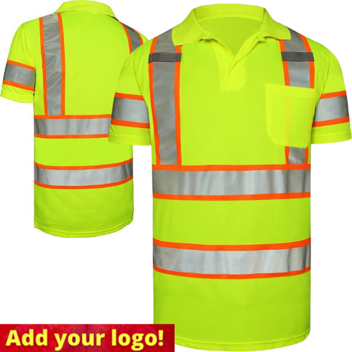 GSS® 5017 Class 3 Two-Tone Hi-Vis Lime Short Sleeve Polo Shirt, Chest Pocket